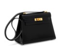 A BLACK CALF BOX LEATHER SHOULDER MINI KELLY 20 WITH GOLD HARDWARE