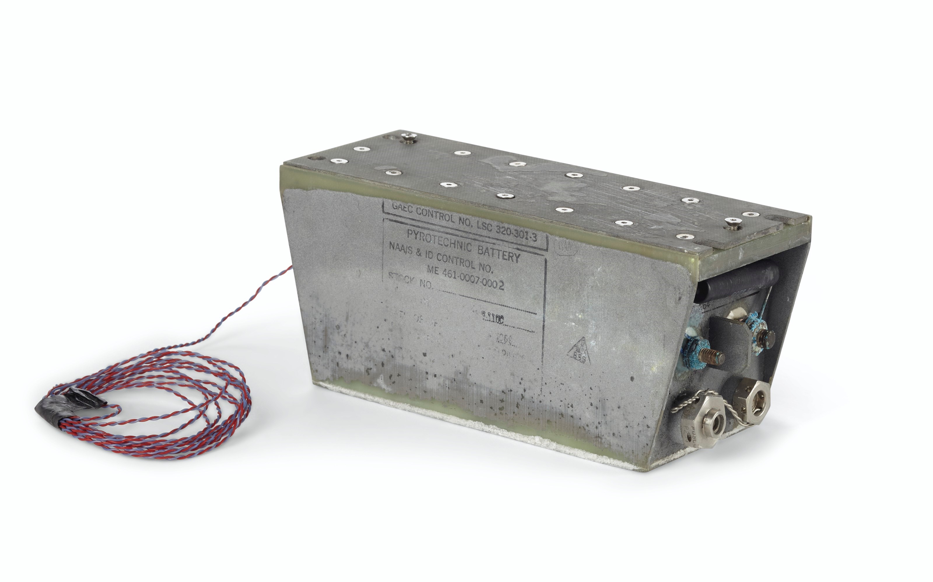 LUNAR MODULE BATTERY – Pyrotechnic Battery. Serial No. 311, Model No. 264. Raleigh: ESB Incorporated, 1969.
