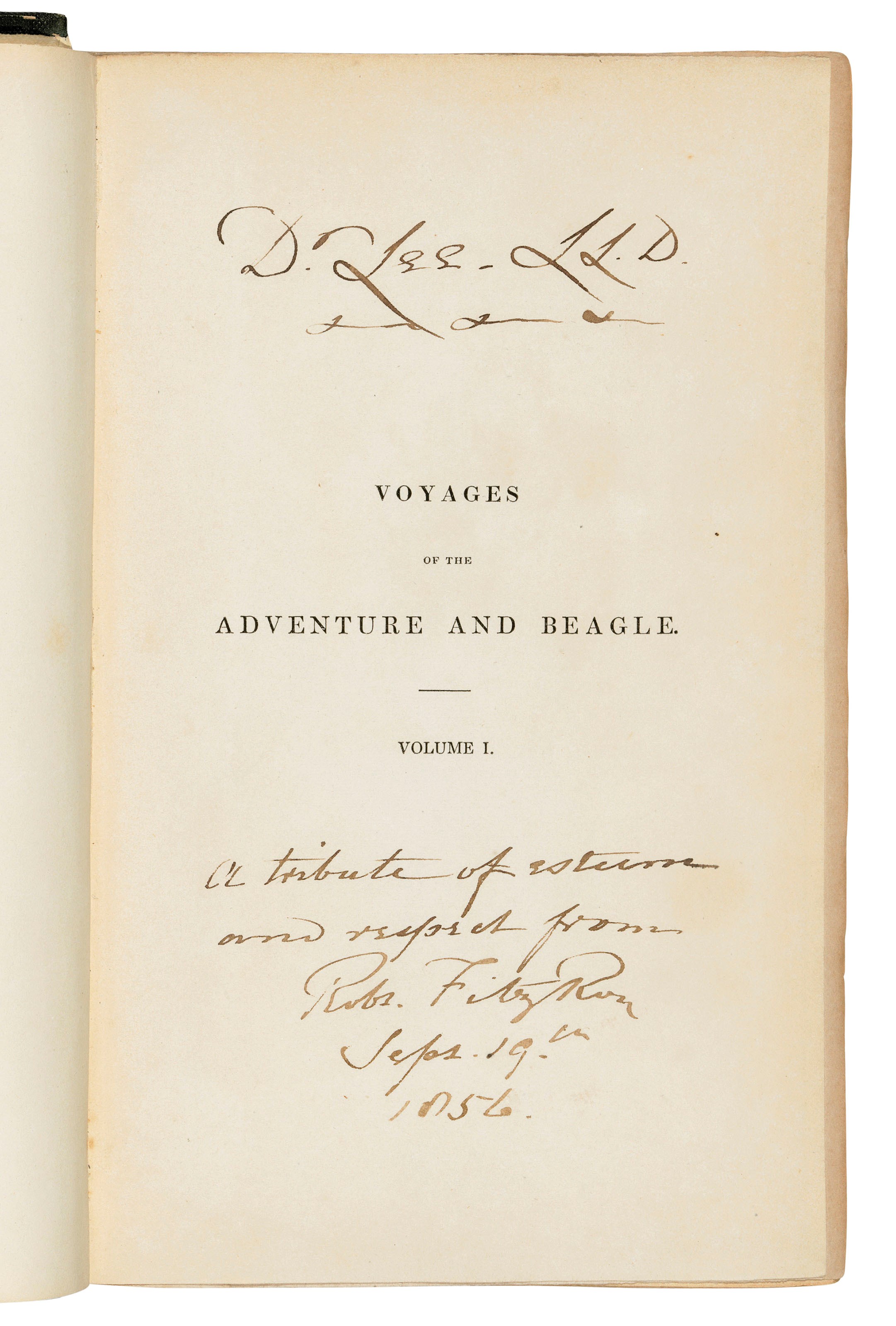 DARWIN, Charles Robert (1809-1882) -— FITZROY, Robert (1805-1865, editor). Narrative of the Surveying Voyages of His Majesty's Ships Adventure and Beagle. London: Henry Colburn, 1839.