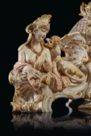 A BERLIN (K.P.M.) PORCELAIN FIGURAL MANTLE CLOCK