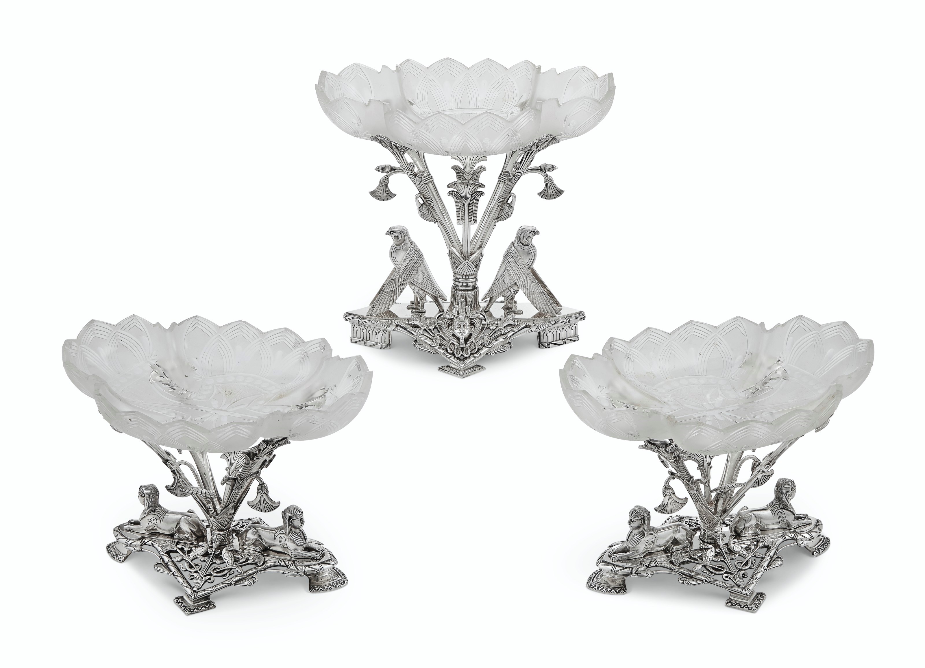AN VICTORIAN SILVER TABLE GARNITURE