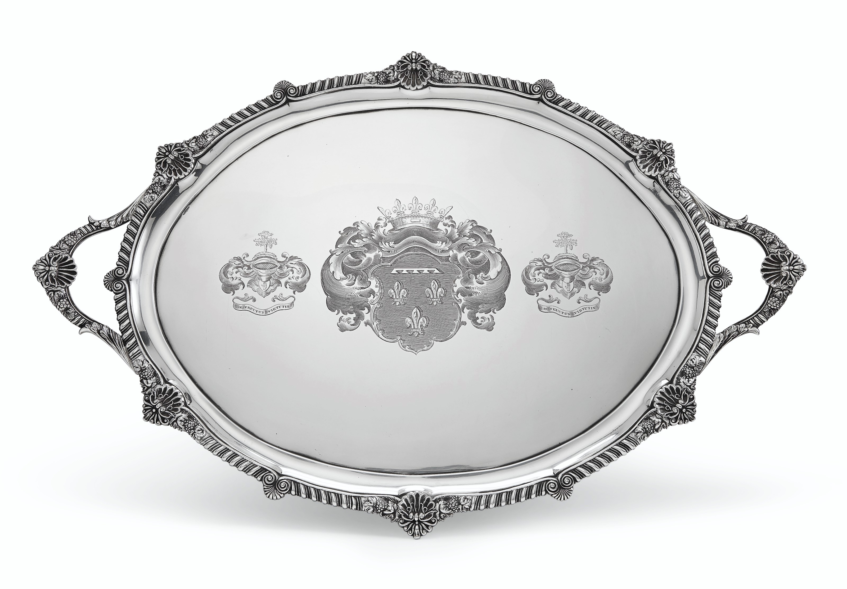 A GEORGE III SILVER TWO-HANDLED TRAY