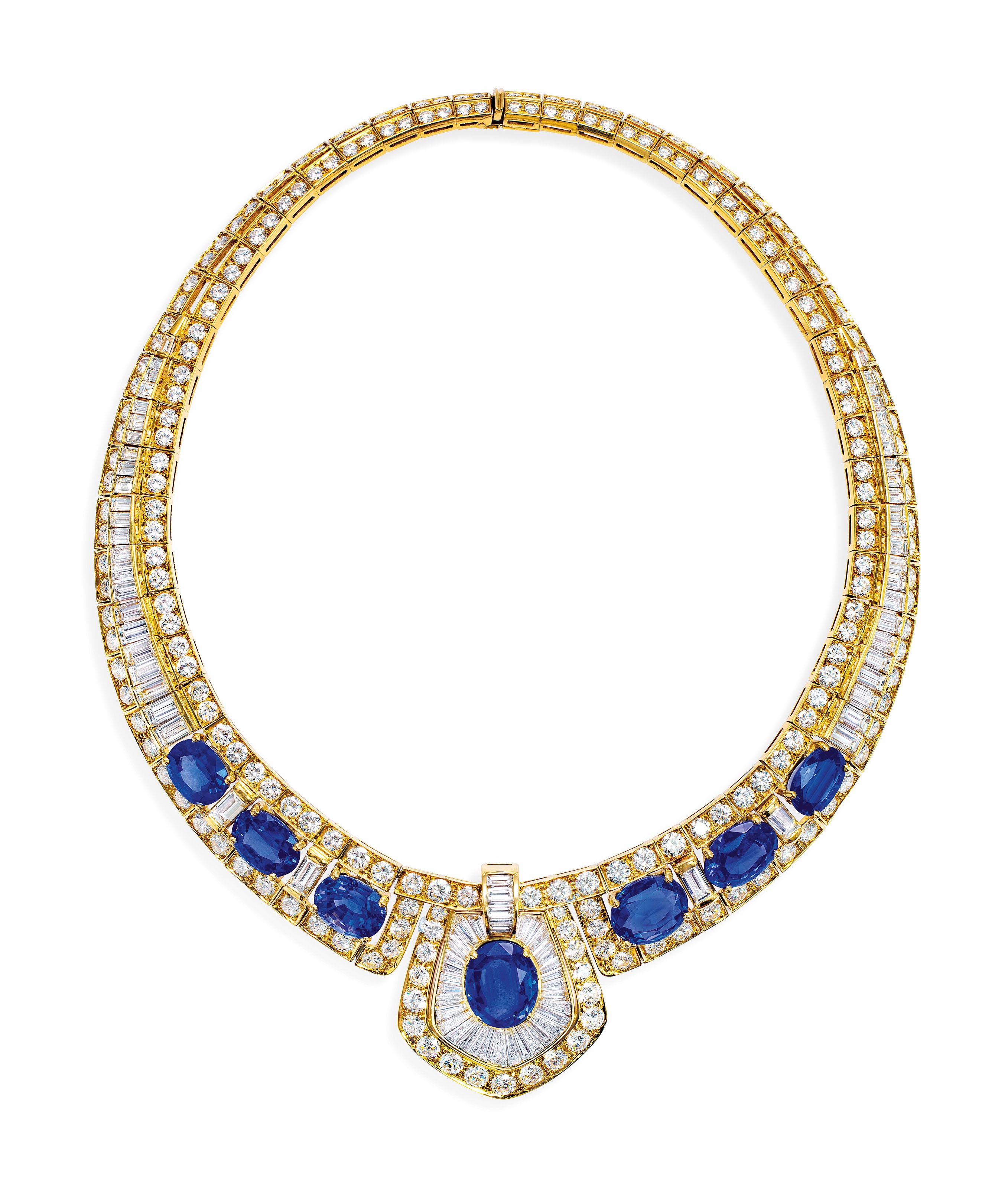 SAPPHIRE AND DIAMOND NECKLACE