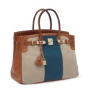 A LIMITED EDITION NATURAL BARÉNIA & CANVAS FLAG BIRKIN 35 WITH PERMABRASS HARDWARE