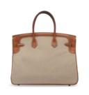 A LIMITED EDITION NATURAL BARÉNIA & CANVAS FLAG BIRKIN 35 WITH PERMABRASS HARDWARE
