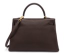 A MARRON FONCÉ & POTIRON CLÉMENCE LEATHER RETOURNÉ KELLY 35 WITH GOLD HARDWARE