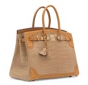 A LIMITED EDITION MATTE POUSSIÈRE ALLIGATOR, TABAC CAMEL OSTRICH & SÉSAME LIZARD GRAND MARIAGE BIRKIN 35 WITH PERMABRASS HARDWARE