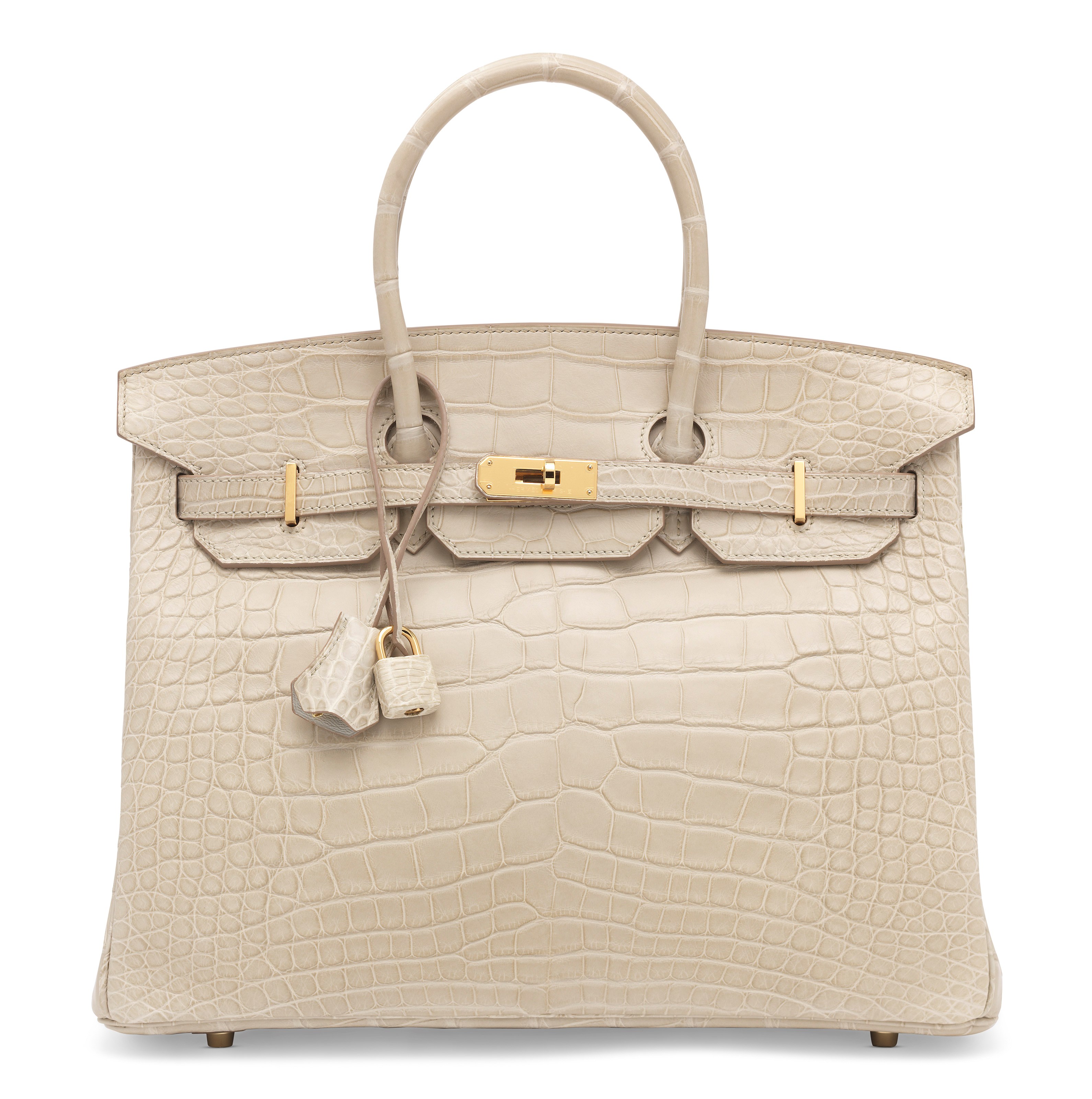 A MATTE BÉTON ALLIGATOR BIRKIN 35 WITH GOLD HARDWARE