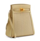 A BEIGE CALF BOX LEATHER & CRINOLINE KELLY SPORT 20 WITH GOLD HARDWARE