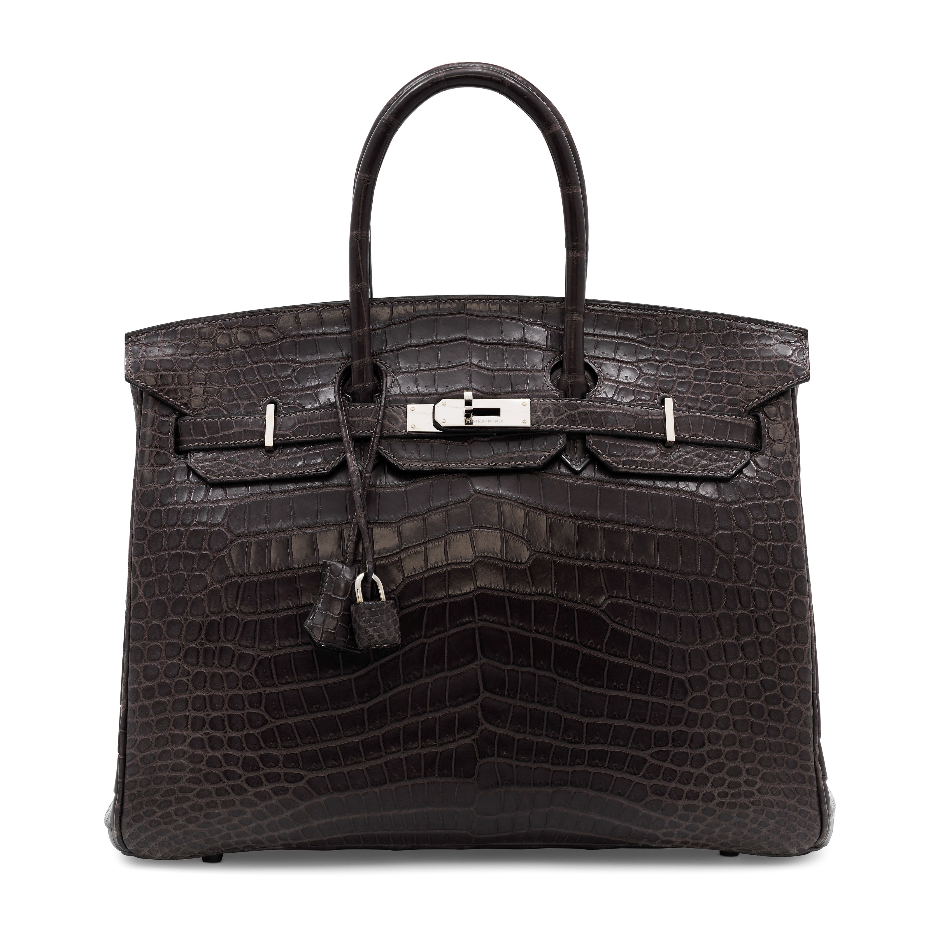 A MATTE GRAPHITE POROSUS CROCODILE BIRKIN 35 WITH PALLADIUM HARDWARE