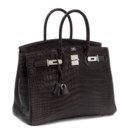 A MATTE GRAPHITE POROSUS CROCODILE BIRKIN 35 WITH PALLADIUM HARDWARE