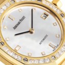 AUDEMARS PIGUET. A FINE AND RARE 18K GOLD AND DIAMOND-SET AUTOMATIC WRISTWATCH WITH DATE, BRACELET AND MOTHER-OF-PEARL DIAL