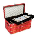 A LIMITED EDITION RED & WHITE MONOGRAM MALLE COURRIER 90 TRUNK WITH SILVER HARDWARE BY SUPREME