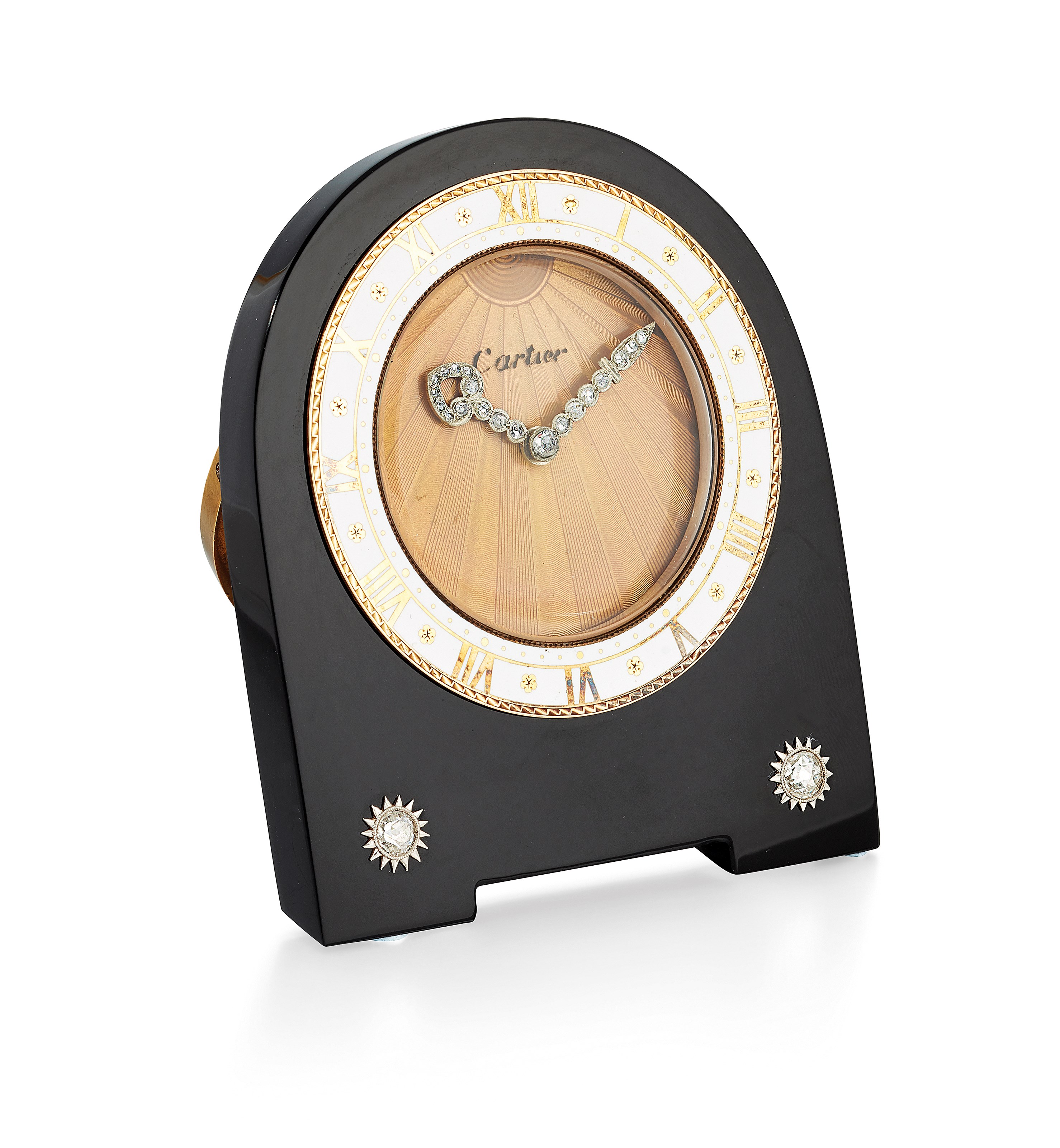 ART DÉCO ONYX AND DIAMOND DESK CLOCK, CARTIER