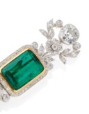 BROCHE BELLE ÉPOQUE ÉMERAUDE ET DIAMANTS