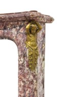 A FRENCH ORMOLU-MOUNTED FLEUR DE PECHER MARBLE CHIMNEYPIECE