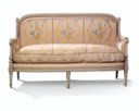 A LOUIS XVI GREY-PAINTED CANAPE AND A PAIR OF FAUTEUILS