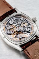 PATEK PHILIPPE. A VERY RARE STAINLESS STEEL CUSHION-SHAPED SPLIT SECONDS CHRONOGRAPH WRISTWATCH
