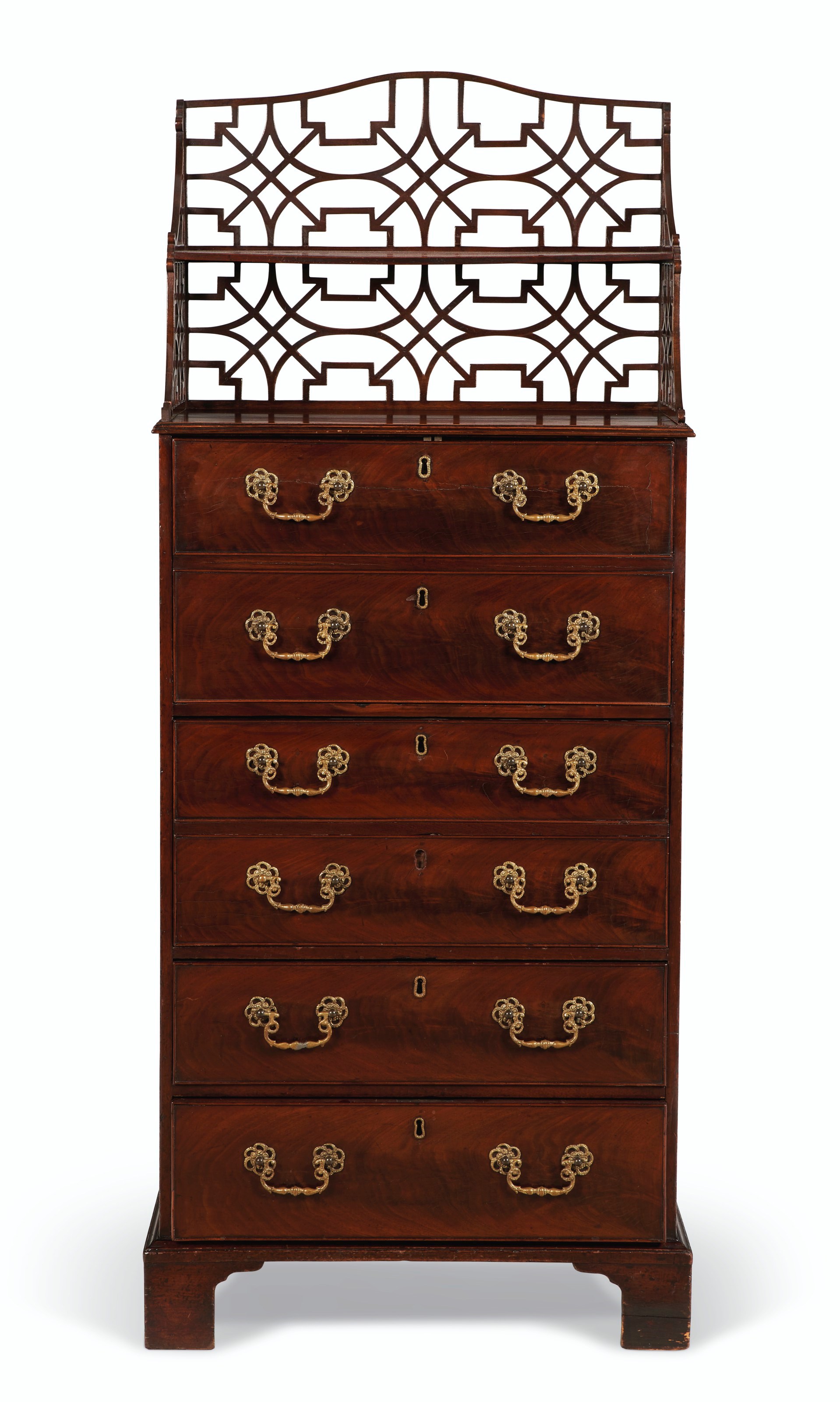 AN EARLY GEORGE III MAHOGANY SECRETAIRE CHEST CHIFFONIER