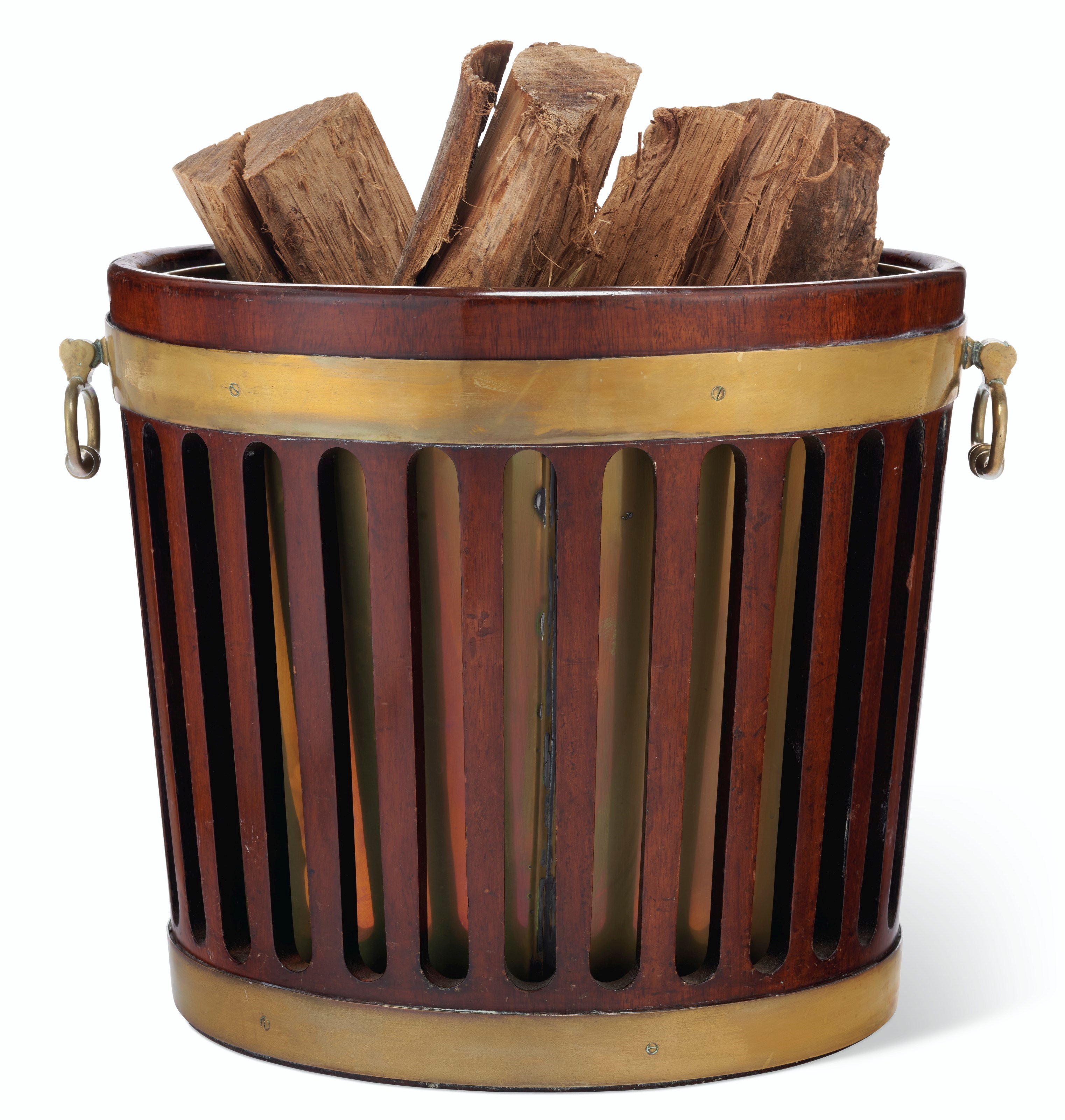A GEORGE II BRASS-BOUND MAHOGANY BUCKET