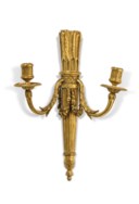 A PAIR OF LOUIS XVI ORMOLU TWO-LIGHT WALL-LIGHTS