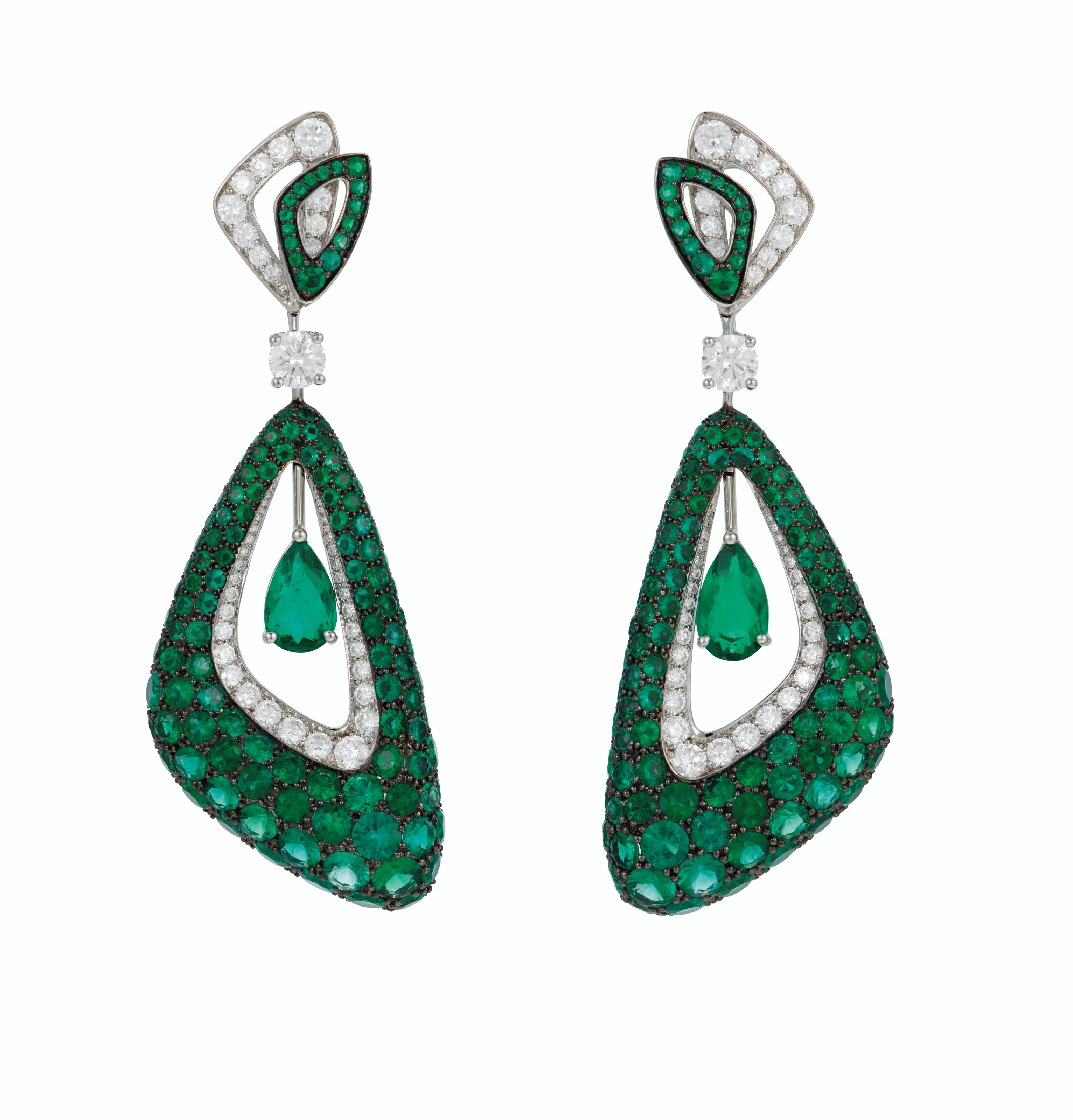 GRAFF EMERALD AND DIAMOND EARRINGS
