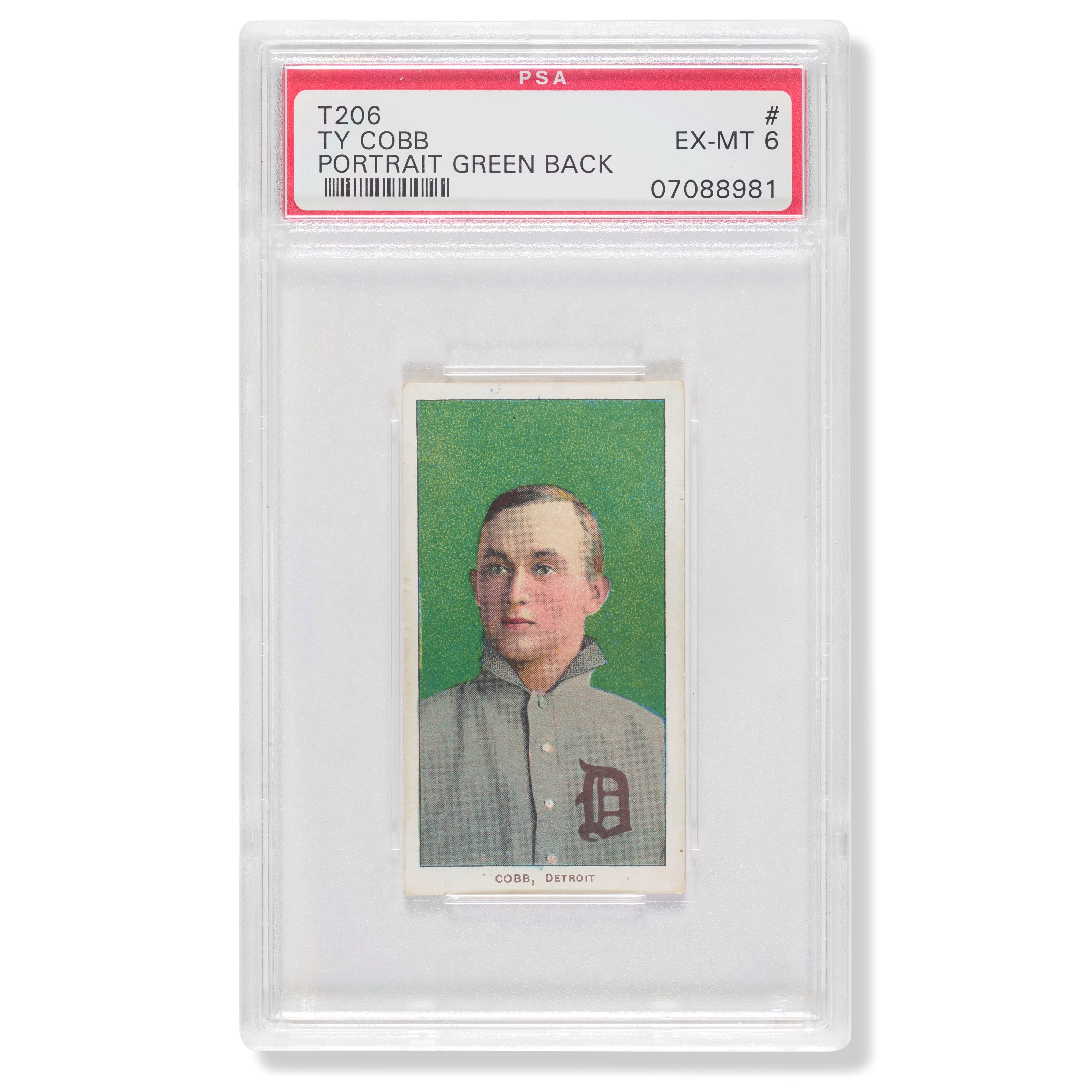 1909-11 T206 Ty Cobb (Portrait, green background) (PSA 6 EX-MT)