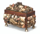 A WILLIAM IV ROCK-CRYSTAL AND MINERAL-MOUNTED MAHOGANY TEA-CADDY