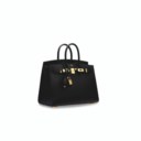 A BLACK MADAME LEATHER SELLIER BIRKIN 25 WITH GOLD HARDWARE