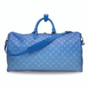 VIRGIL ABLOH设计限量版蓝色云朵MONOGRAM帆布50公分KEEPALL BANDOULIÈRE包