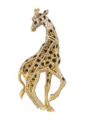 CARTIER DIAMOND, ONYX AND EMERALD GIRAFFE BROOCH