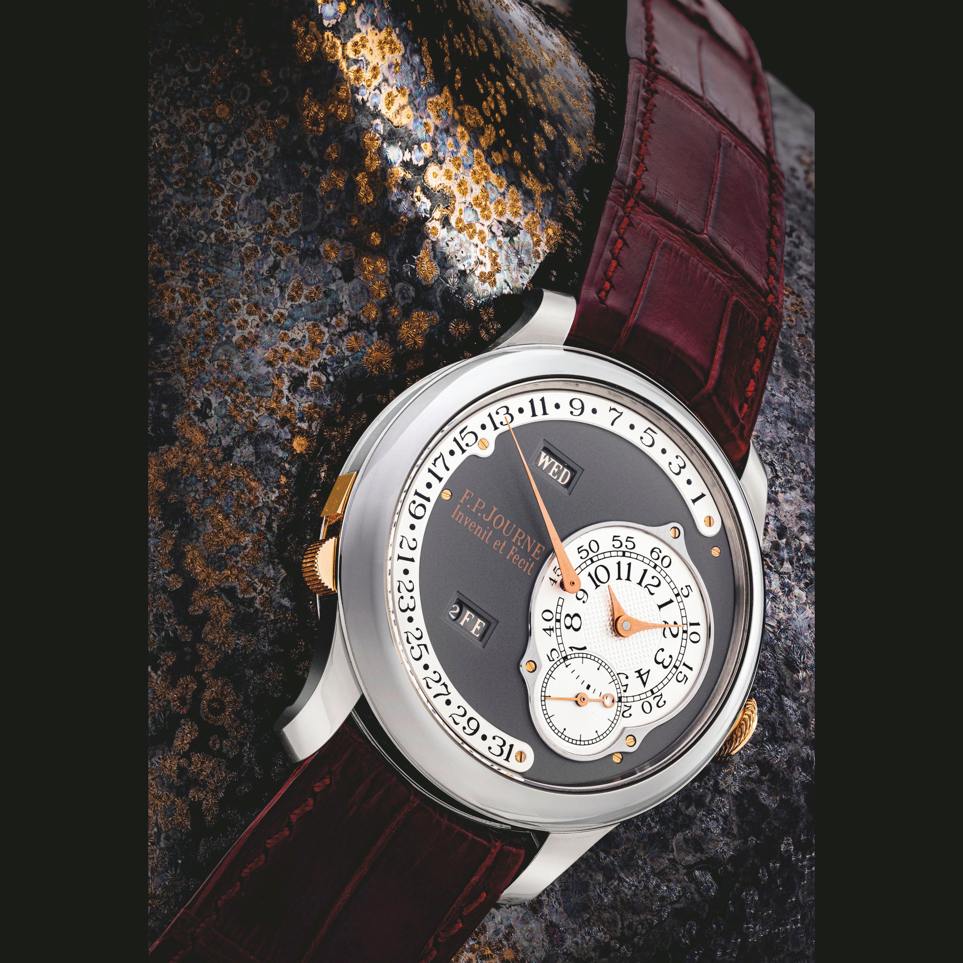 F.P. JOURNE，钛金属及红金万年历自动上弦腕表，配闰年显示，OCTA PERPÉTUELLE ANNIVERSAIRE TOKYO，为纪念F.P. JOURNE东京精品店设立5周年而制，限量生产共99枚，约2010年制，附原厂证书、盒子及外包装