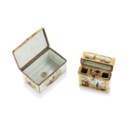 A GEORGE III GILT-METAL-MOUNTED ENAMEL 'CHINOISERIE' NECESSAIRE AND SNUFF-BOX