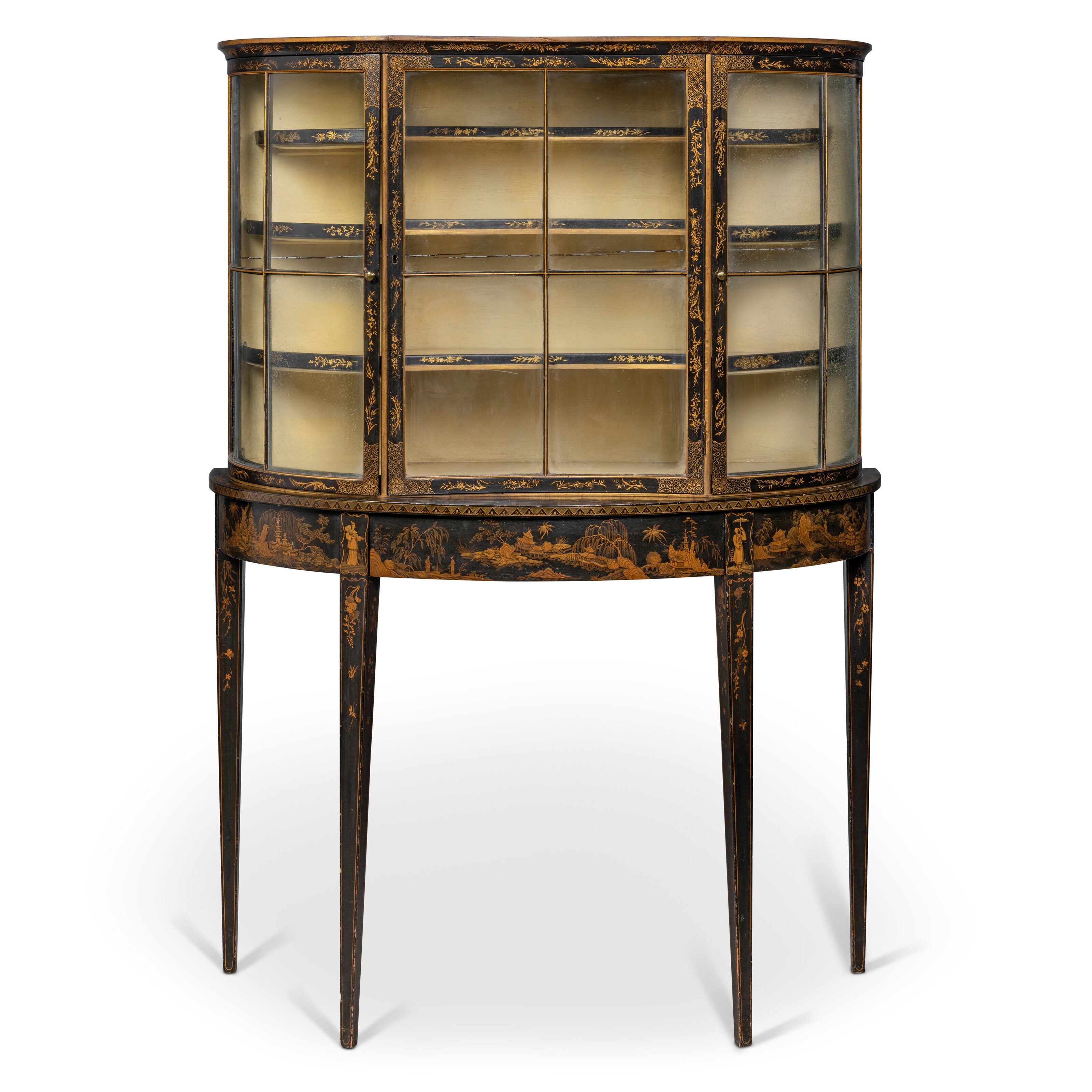 AN ENGLISH BLACK AND GILT-JAPANNED DISPLAY-CABINET
