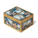A GEORGE III ORMOLU-MOUNTED CASKET SET WITH CHINESE EXPORT REVERSE-GLASS PAINTED PANELS