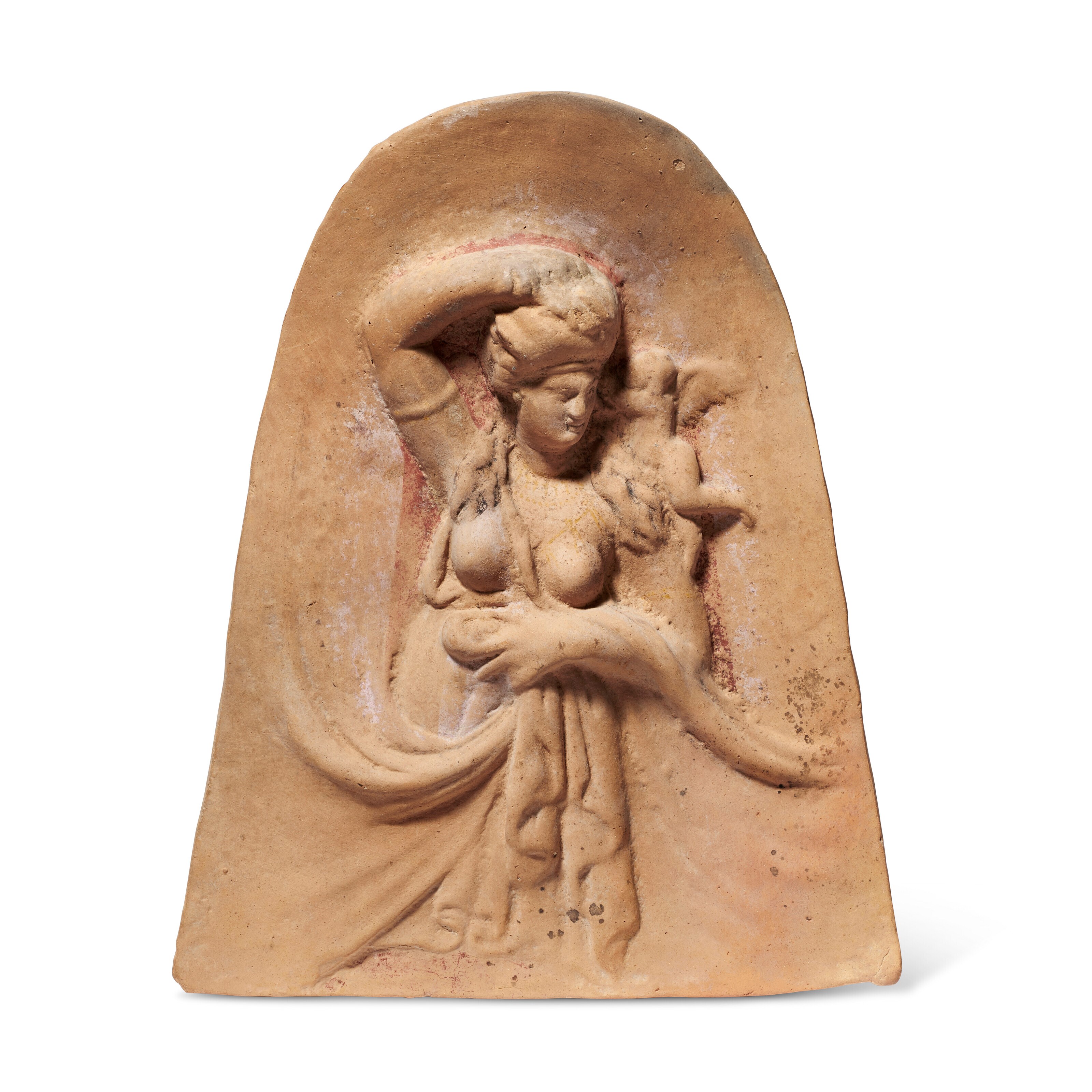 A GREEK TERRACOTTA PROTOME WITH APHRODITE