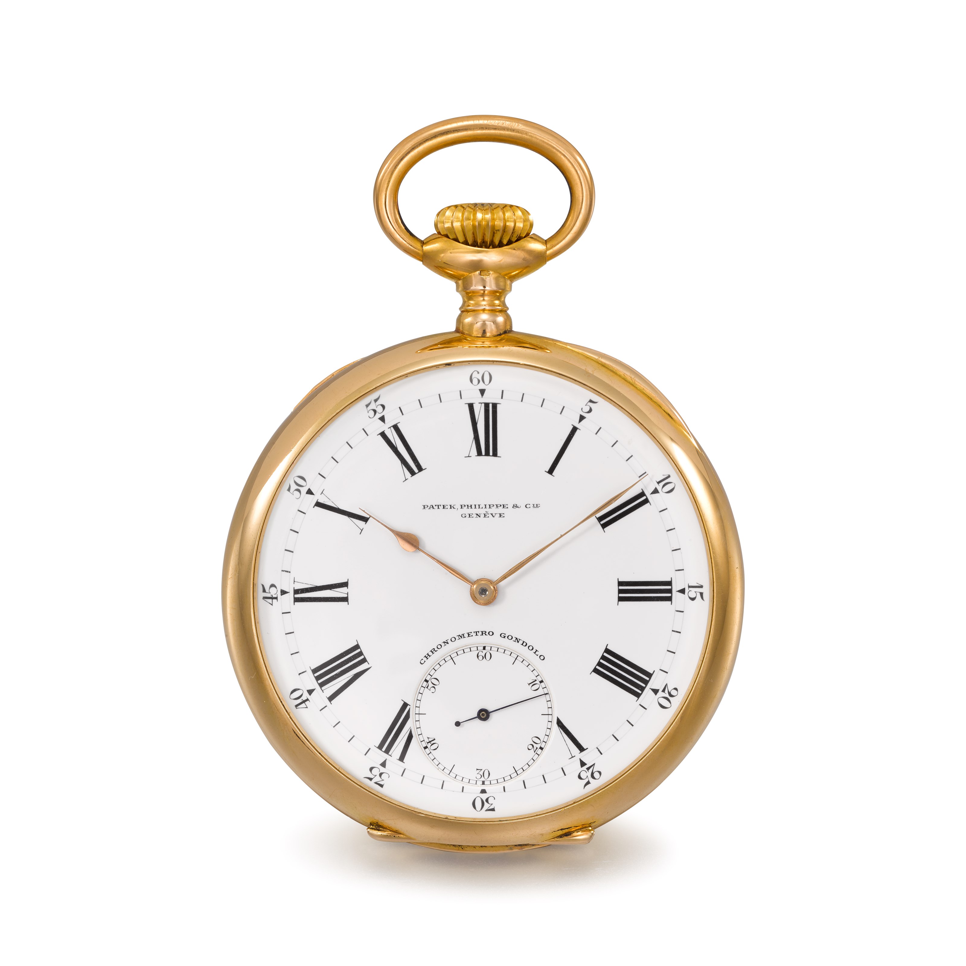 PATEK PHILIPPE. A LARGE 18K GOLD OPENFACE KEYLESS LEVER WATCH WITH CERTIFICATE OF ORIGIN AND BOX