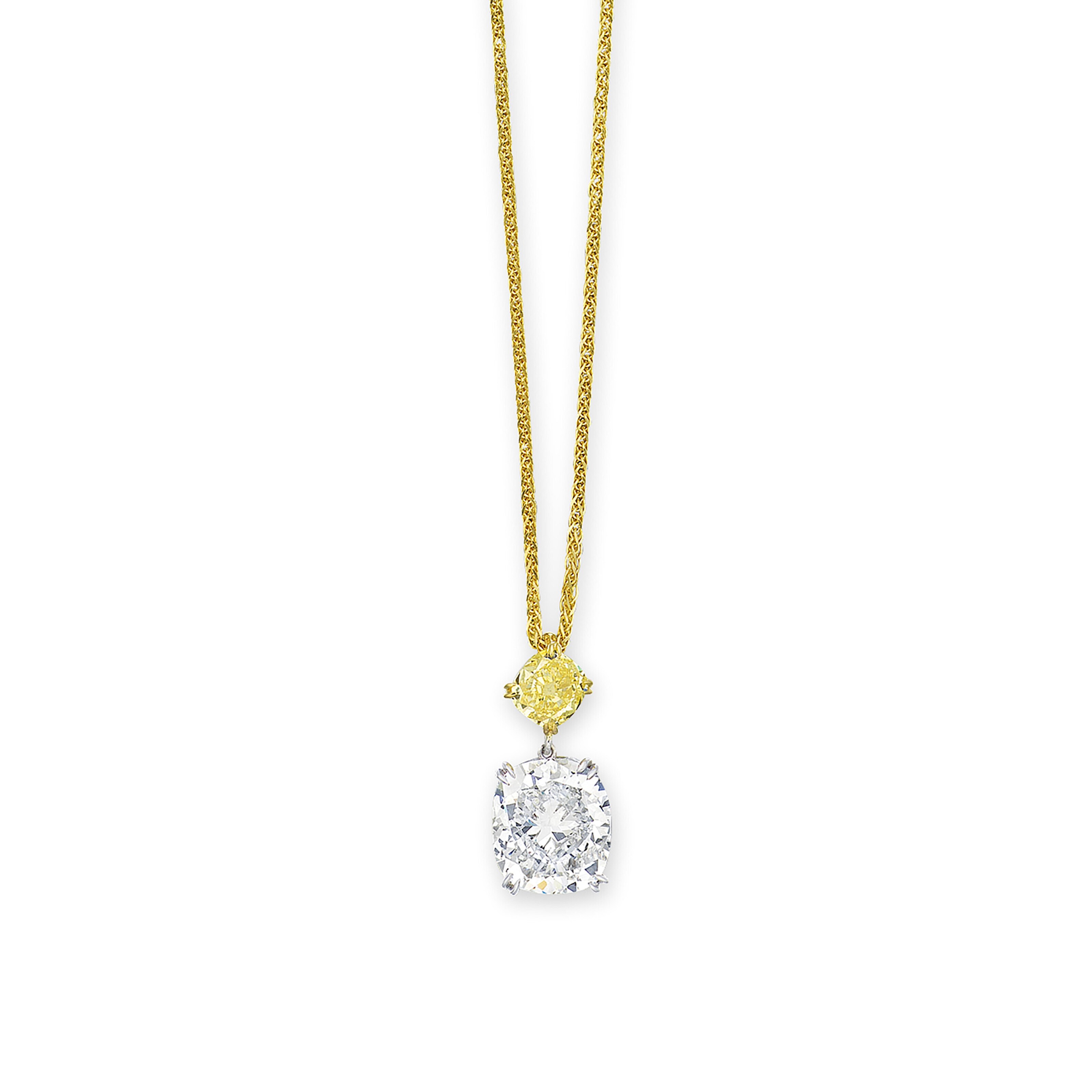 DIAMOND AND COLOURED DIAMOND PENDENT NECKLACE