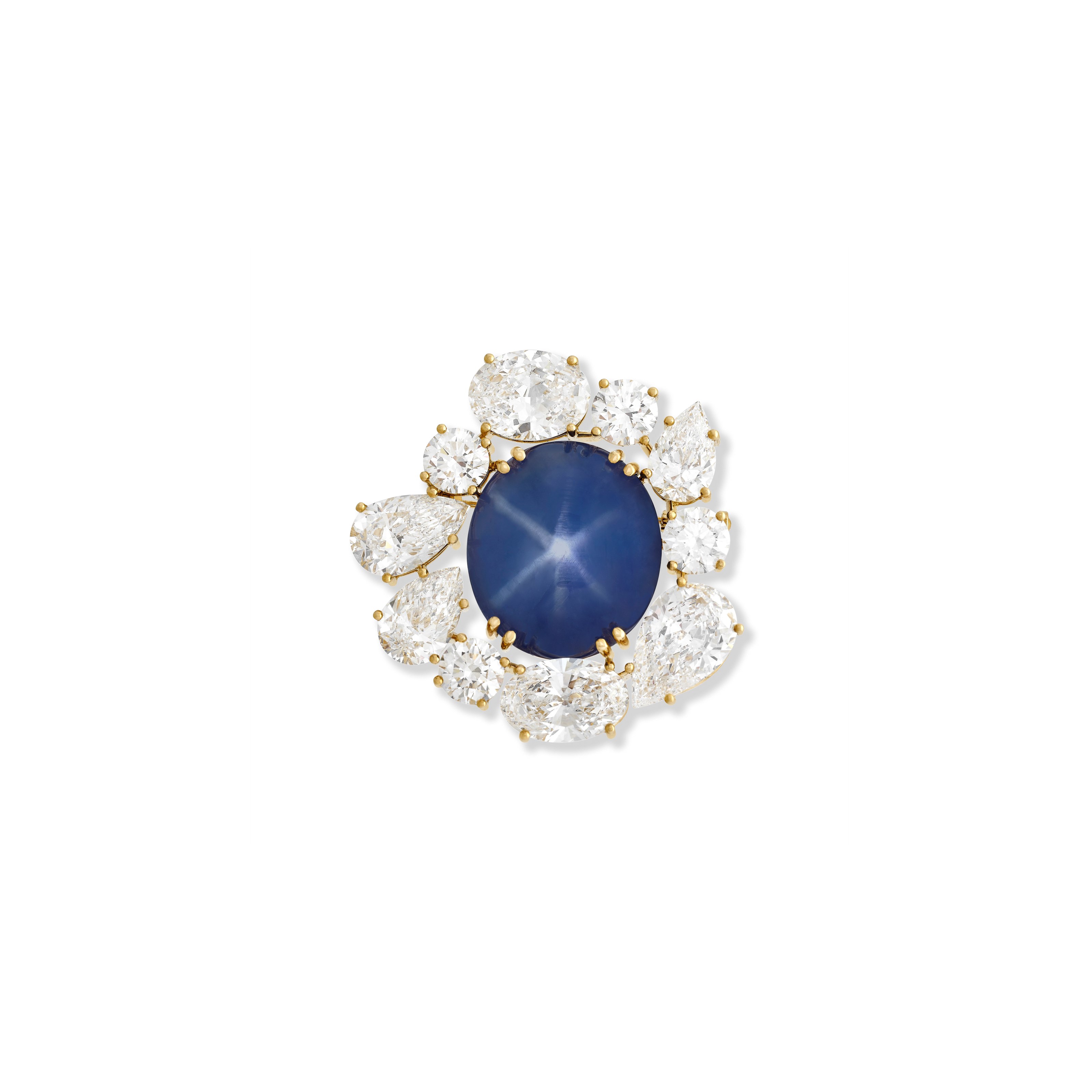 KÖCHERT STAR SAPPHIRE AND DIAMOND BROOCH