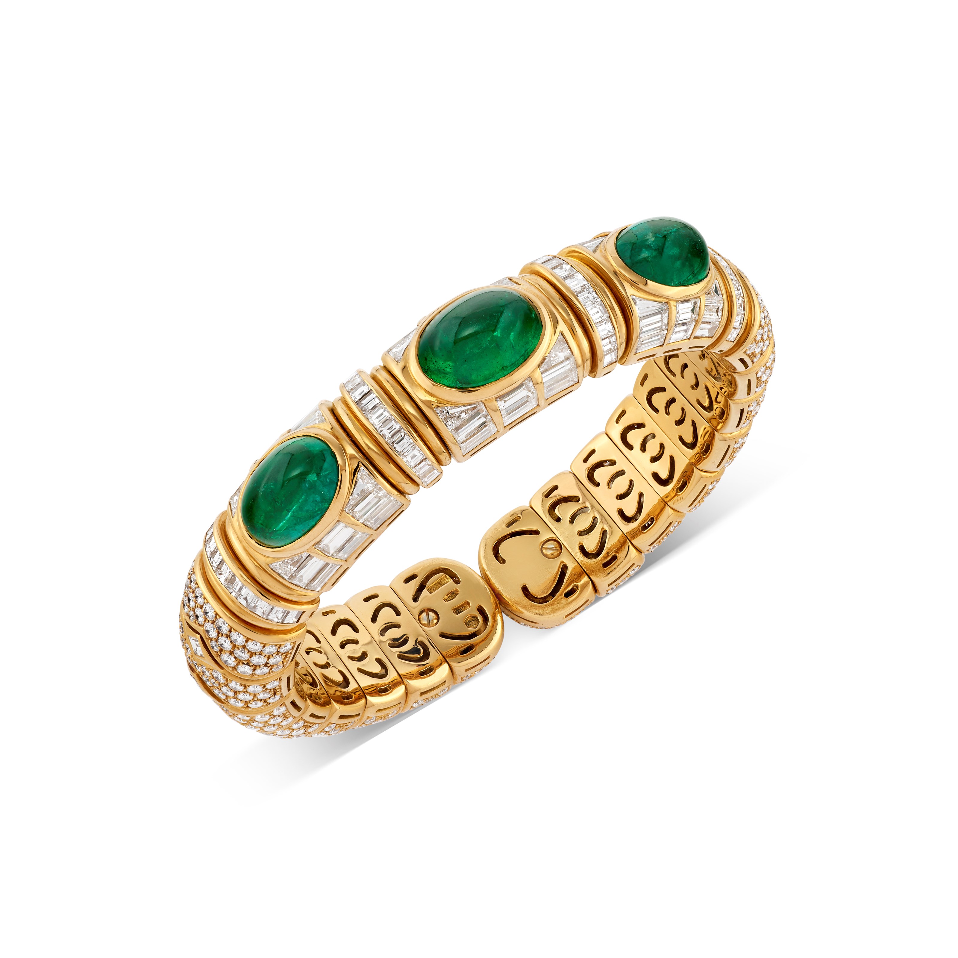 BULGARI EMERALD AND DIAMOND BANGLE