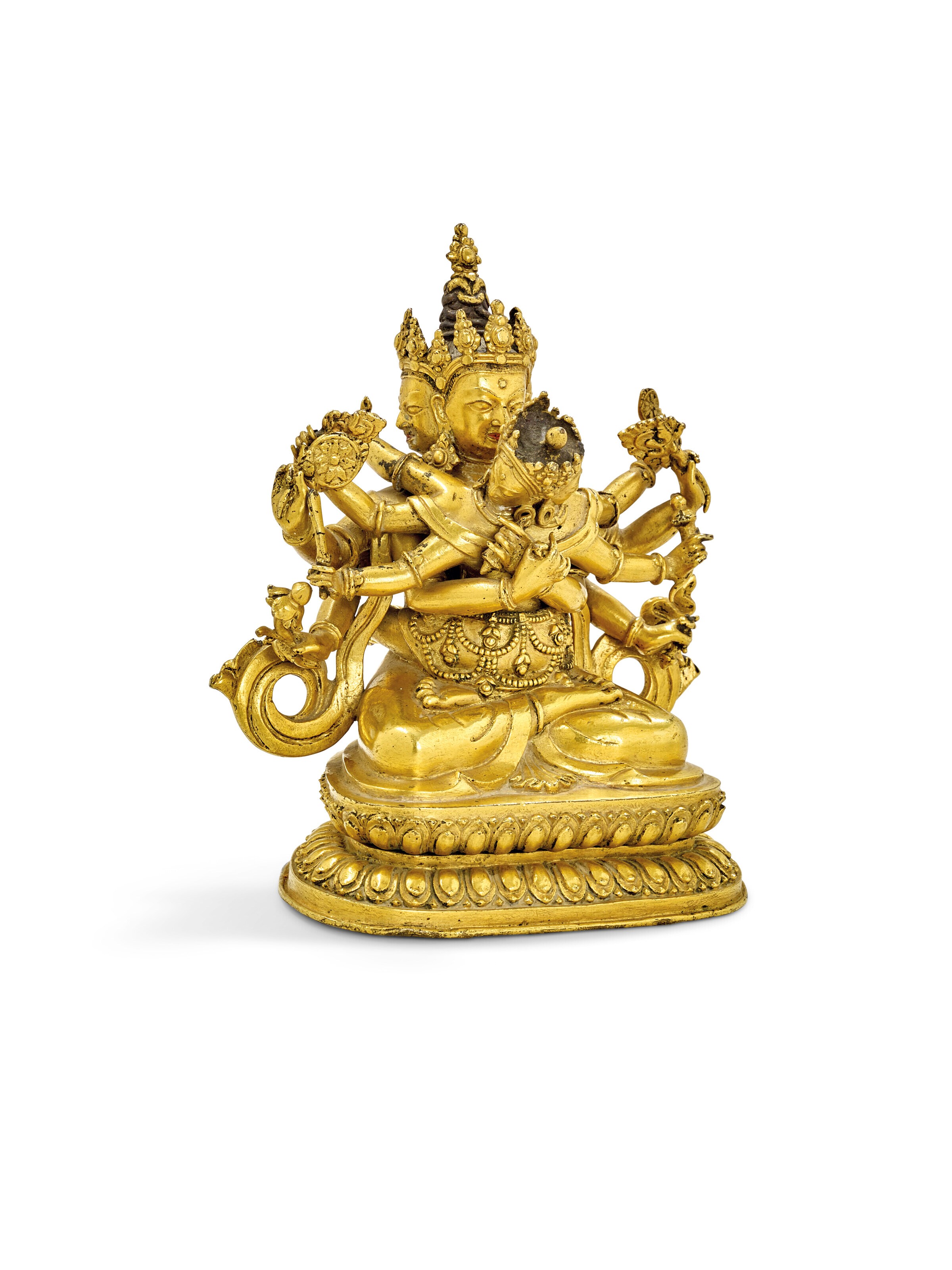 STATUE DE GUHYASAMAJA EN BRONZE DORÉ
