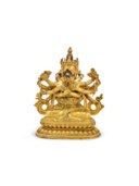 STATUE DE GUHYASAMAJA EN BRONZE DORÉ