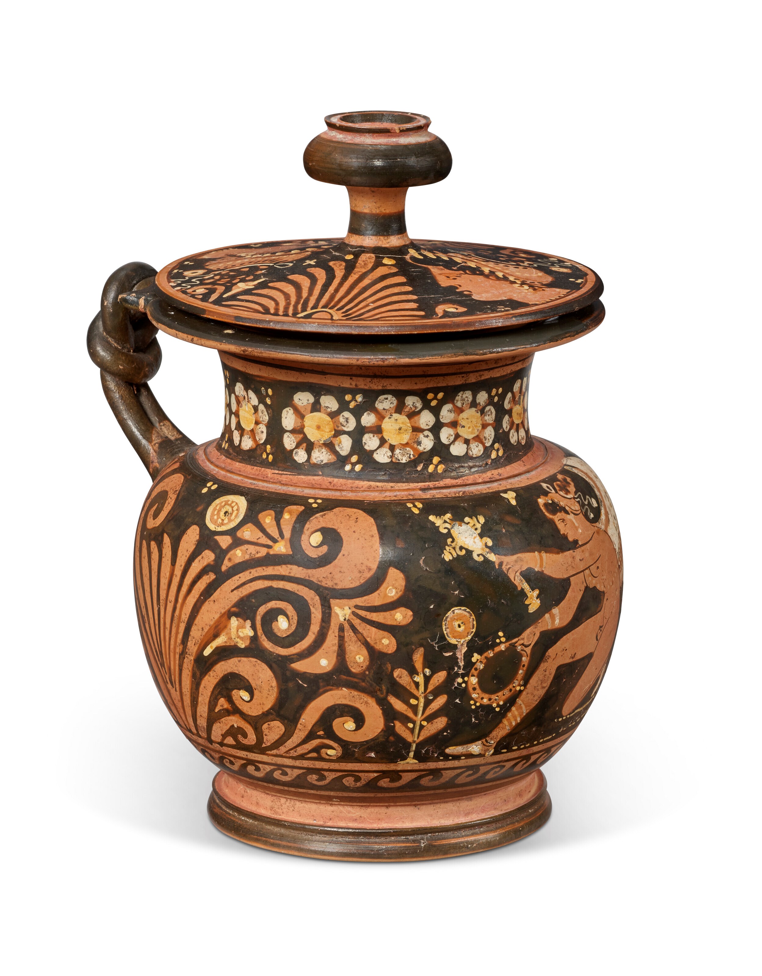 AN APULIAN RED-FIGURED LIDDED OLPE