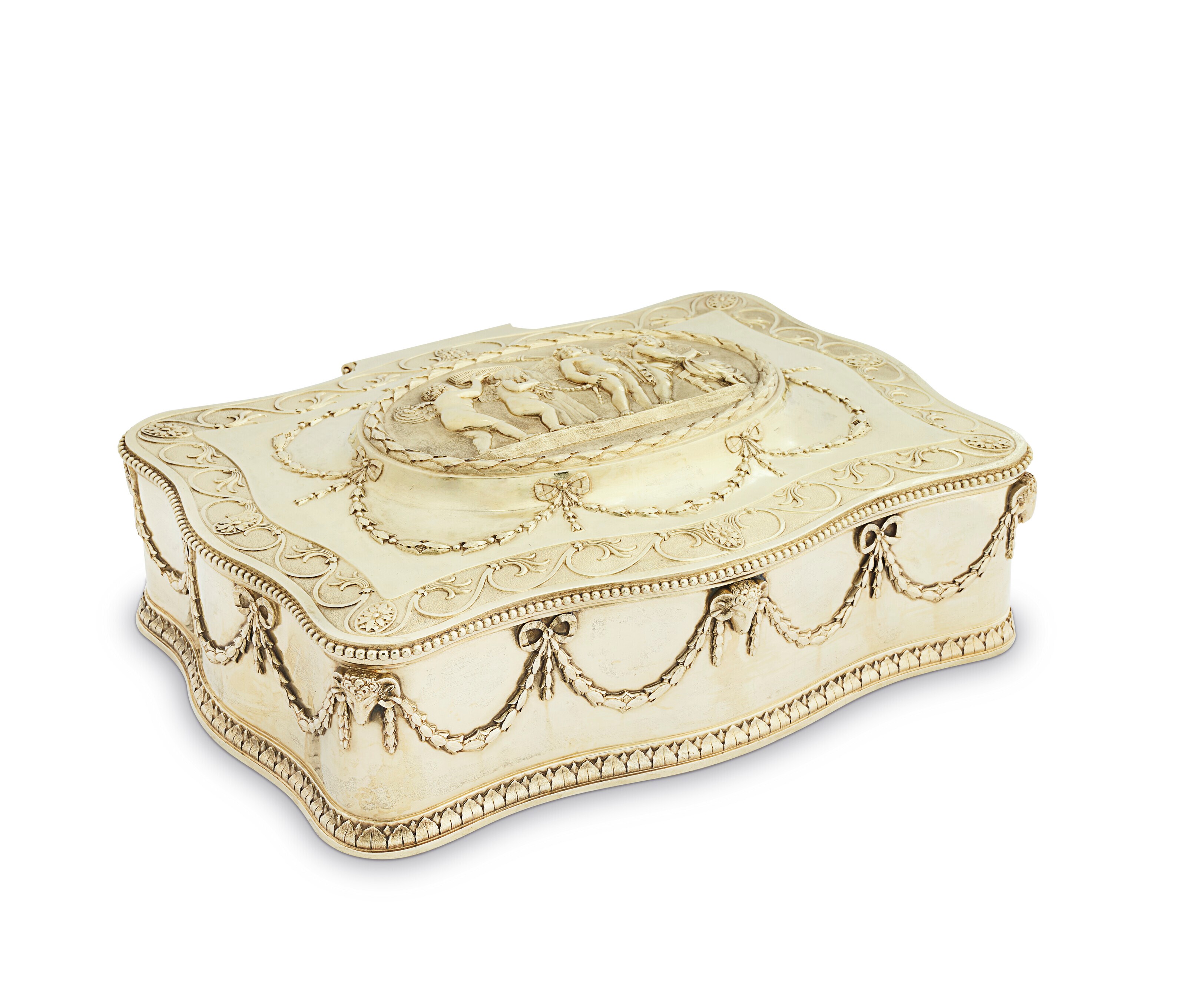 A GEORGE III SILVER-GILT TOILET CASKET