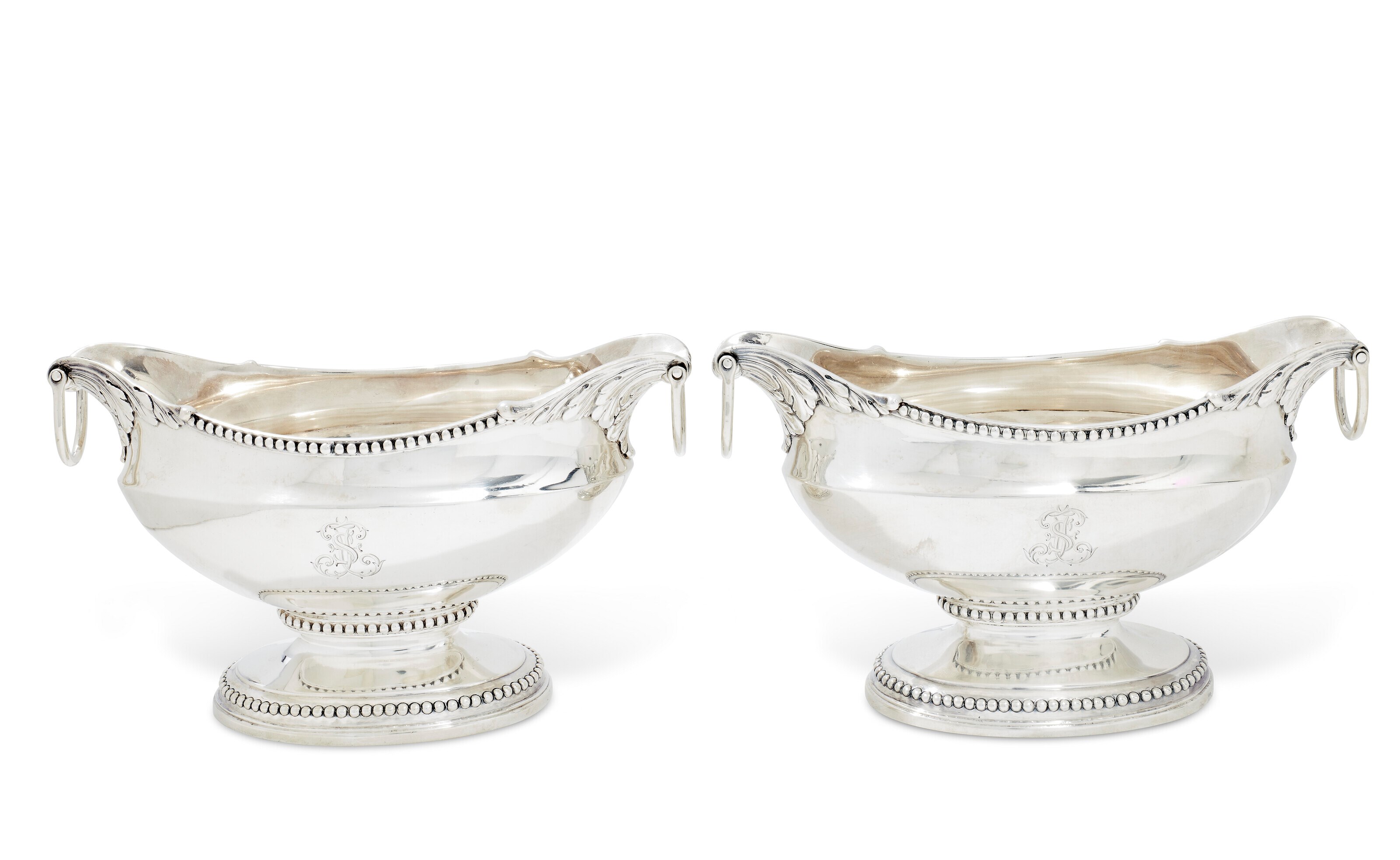 A PAIR OF GEORGE III SILVER DOUBLE-LIPPED SAUCEBOATS