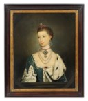 A GEORGE III JEWELLED AND ENAMEL GOLD 'RECOVERY FROM ILLNESS' MEDALLION CONVERTED INTO A LOCKET PENDANT