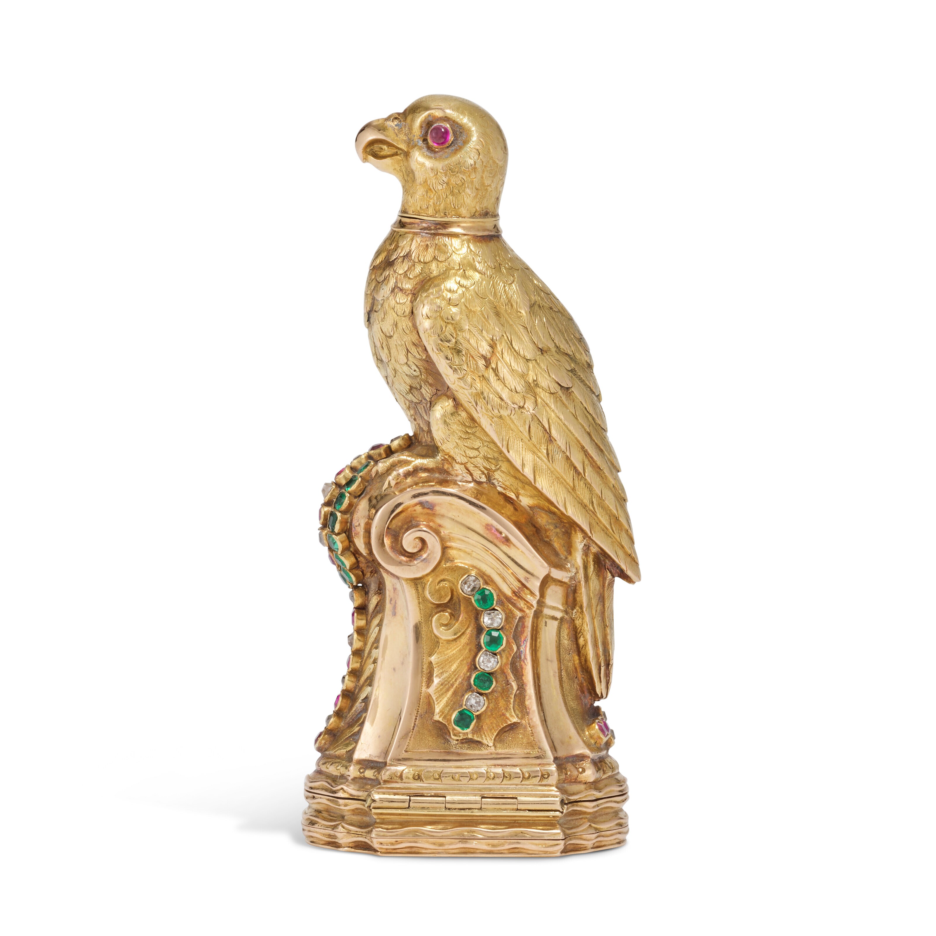 A CONTINENTAL JEWELLED GOLD SCENT-BOTTLE AND COMPACT