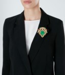 EMERALD, RUBY AND DIAMOND LOVE BIRDS CLIP-BROOCH