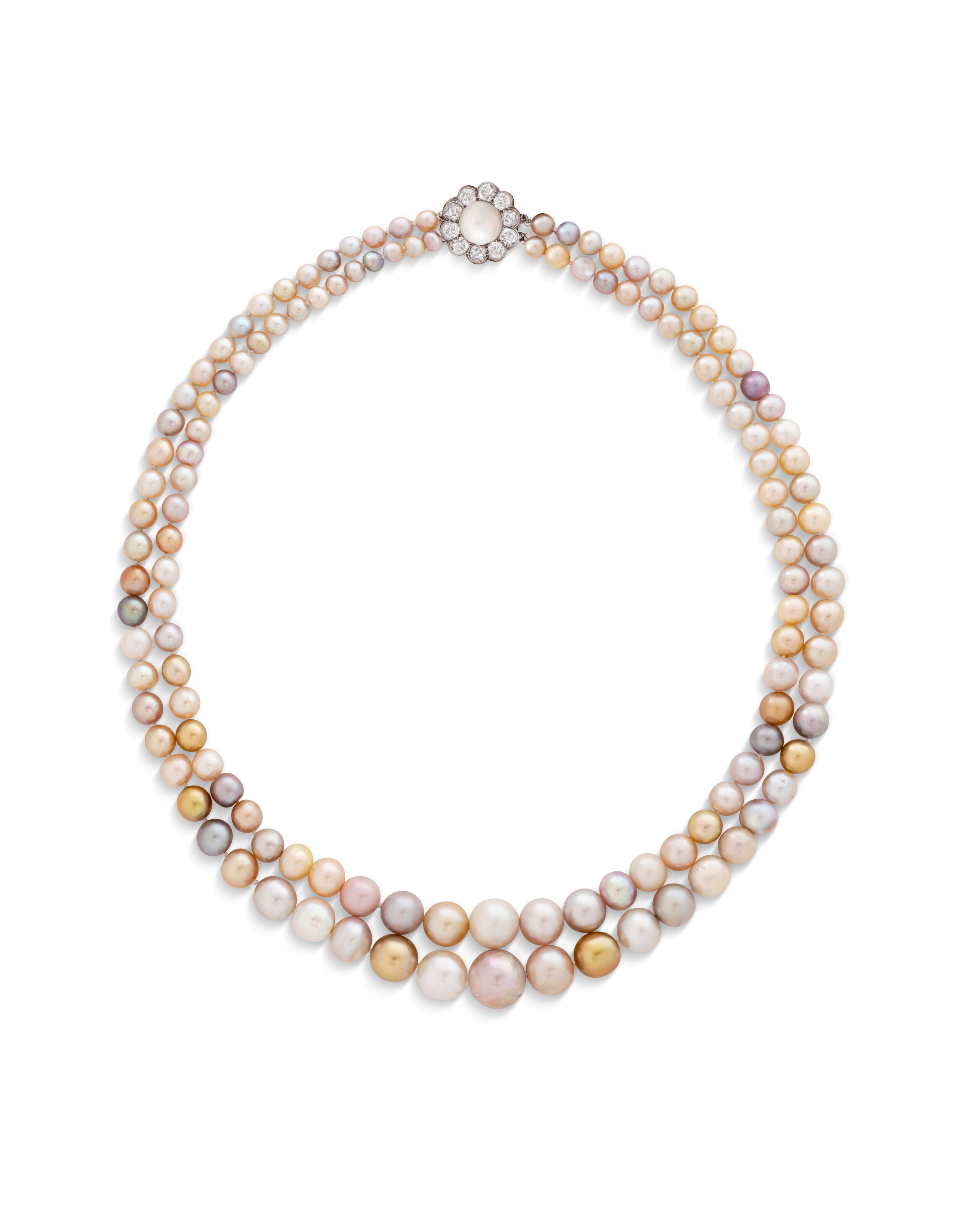 NATURAL, CULTURED PEARL AND DIAMOND NECKLACE