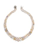 NATURAL, CULTURED PEARL AND DIAMOND NECKLACE